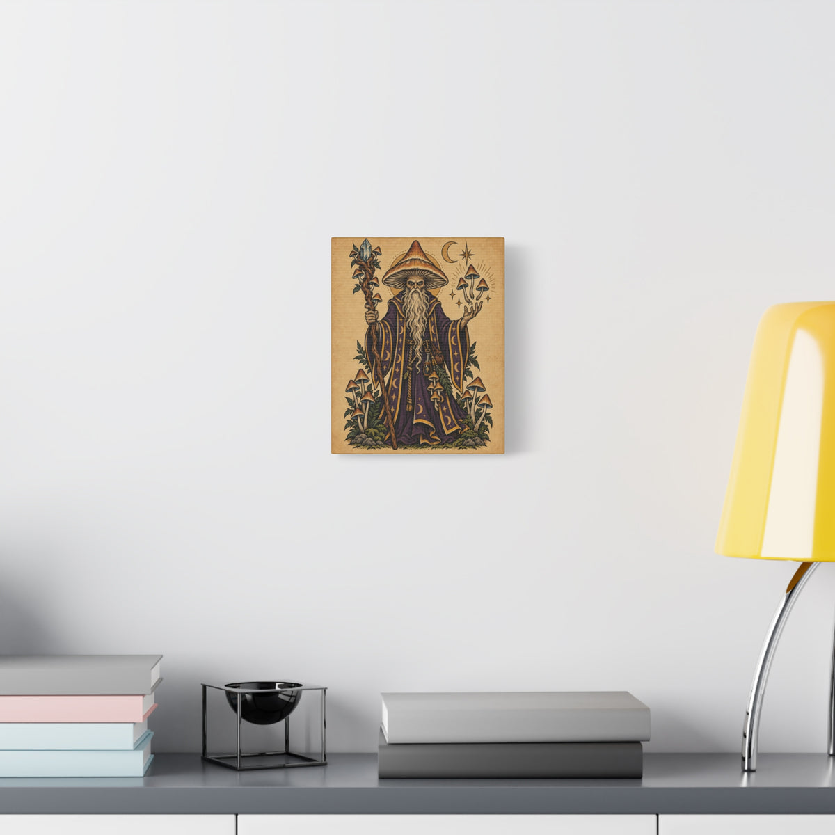 Psilocybin Mushroom Wizard Tattoo Flash Canvas Wall Art