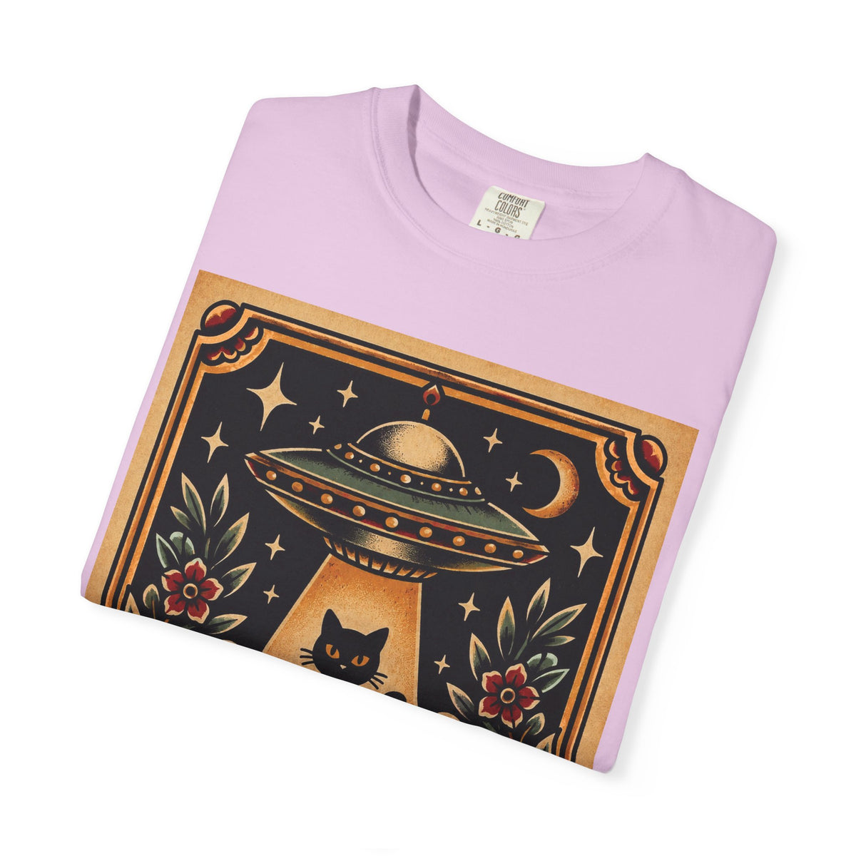 UFO & Black Cat Tattoo Flash Sheet T-Shirt