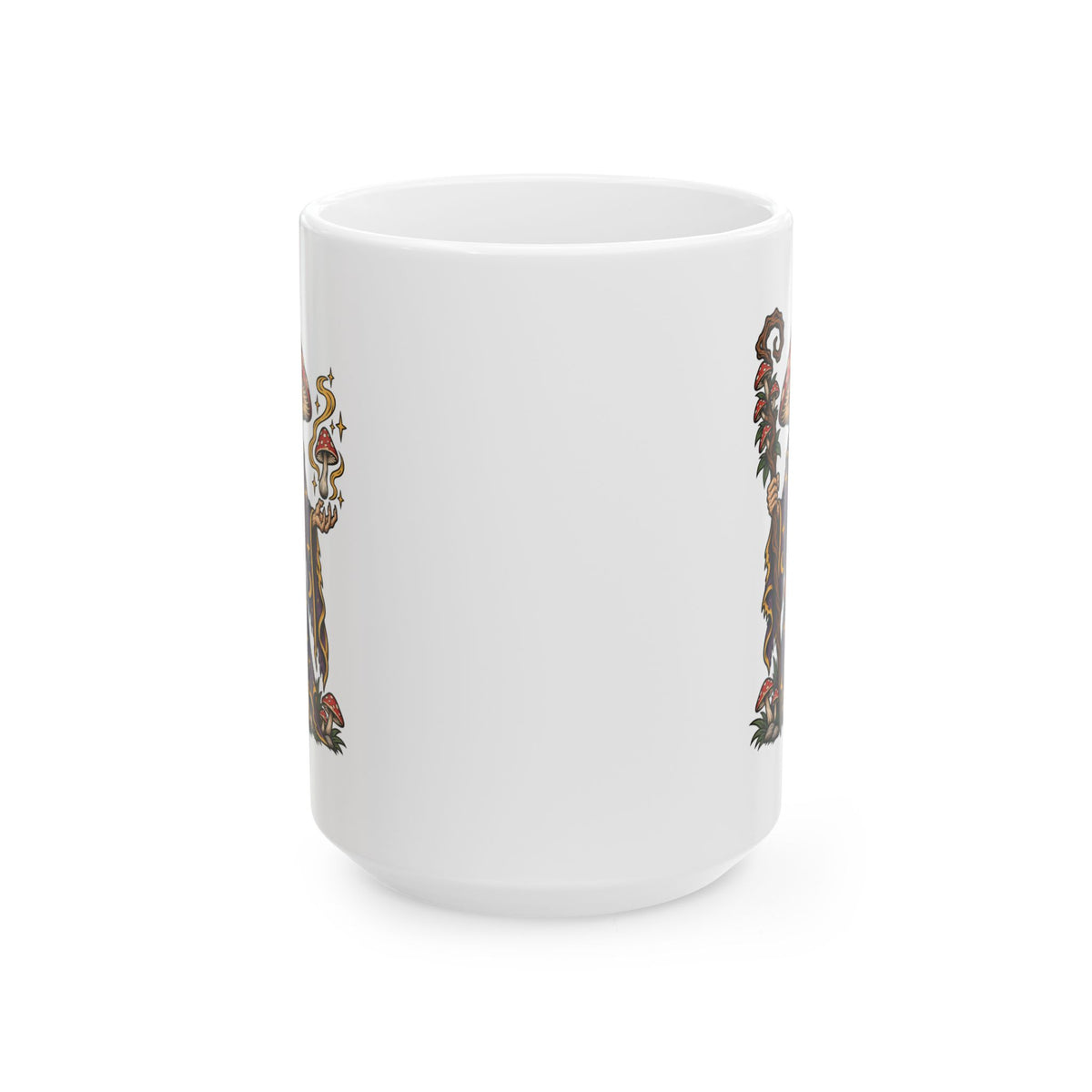 Amanita Mushroom Wizard Tattoo Flash Coffee Mug (11oz & 15oz)
