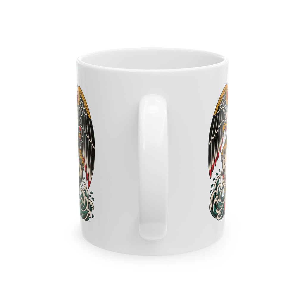 Eagle Tattoo Ceramic Mug — Patriotic Vintage-Style Coffee Cup (11oz, 15oz)