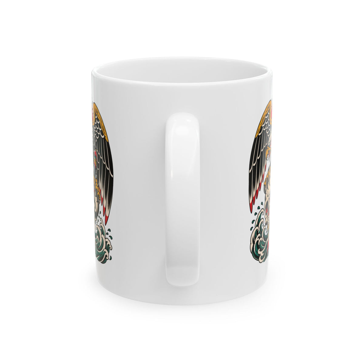 Eagle Tattoo Ceramic Mug — Patriotic Vintage-Style Coffee Cup (11oz, 15oz)