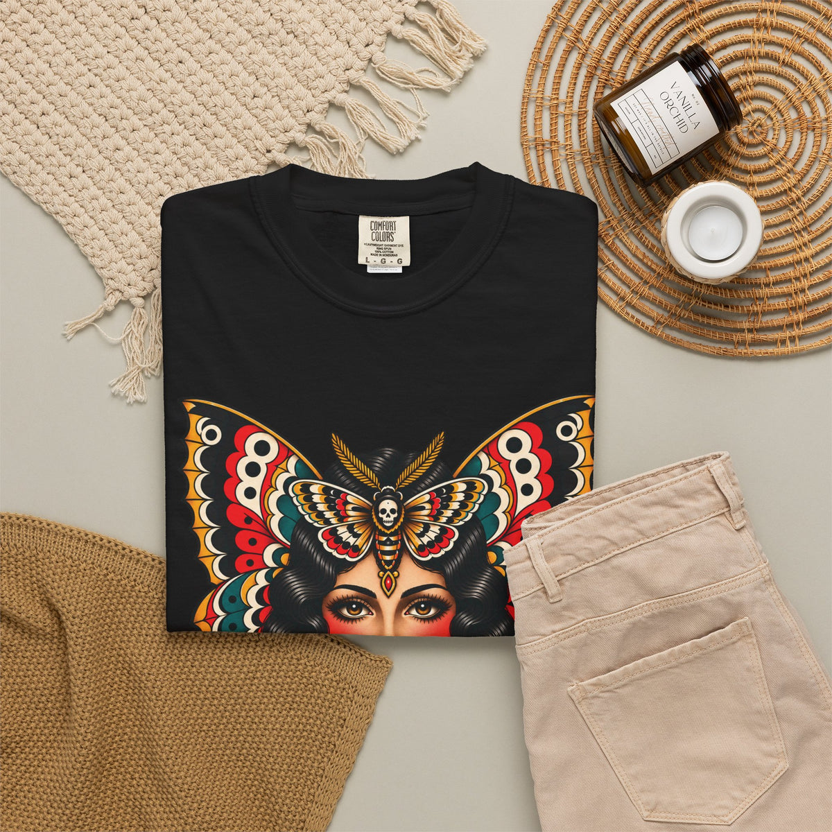 Gypsy Moth Woman Tattoo Flash Sheet T-Shirt