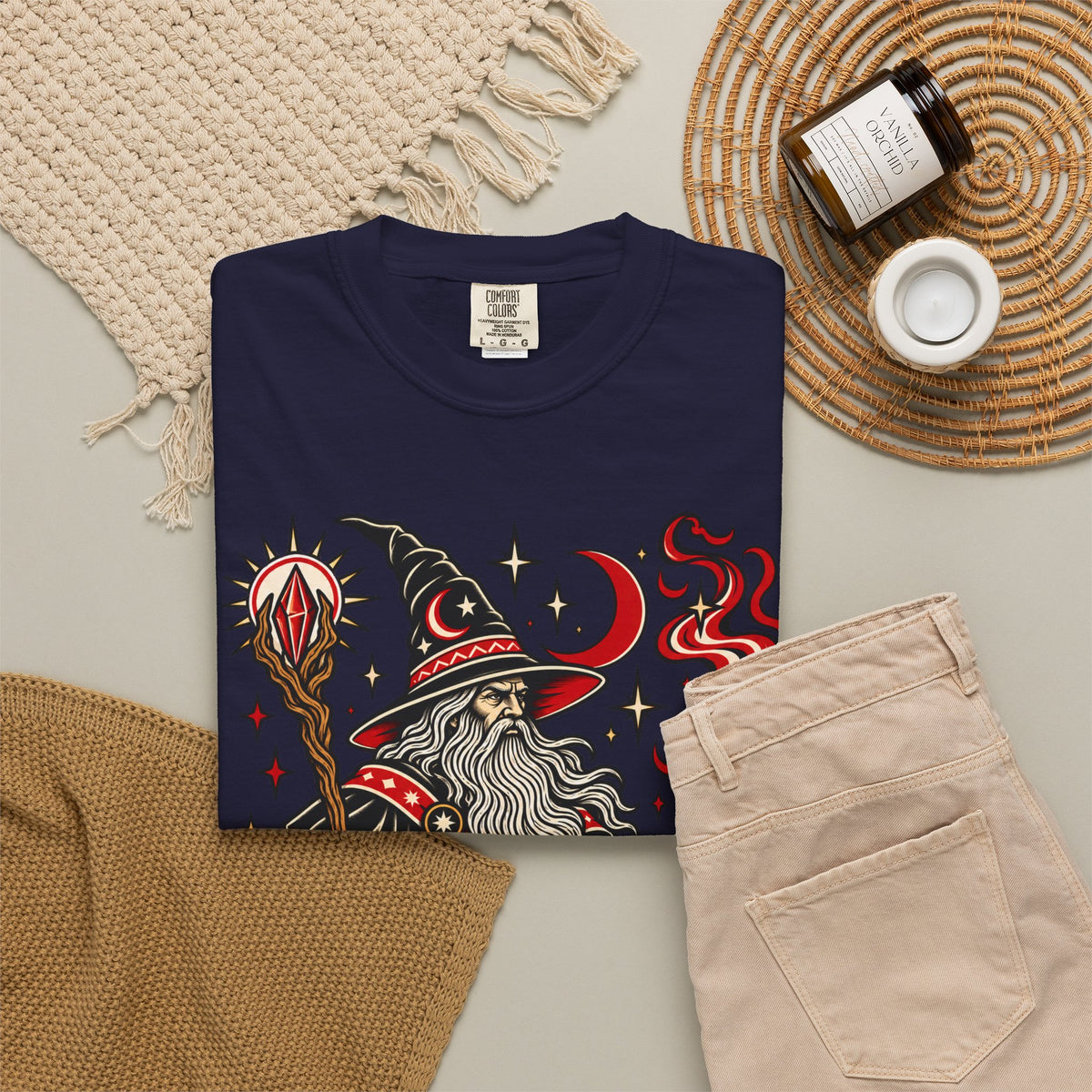 Fire Wizard Tattoo Flash T Shirt