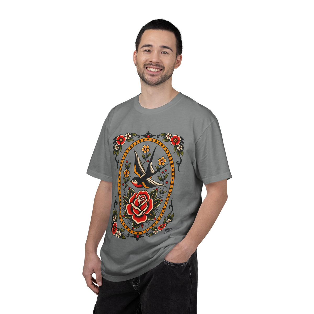 Swallow & Rose Tattoo Flash T-Shirt