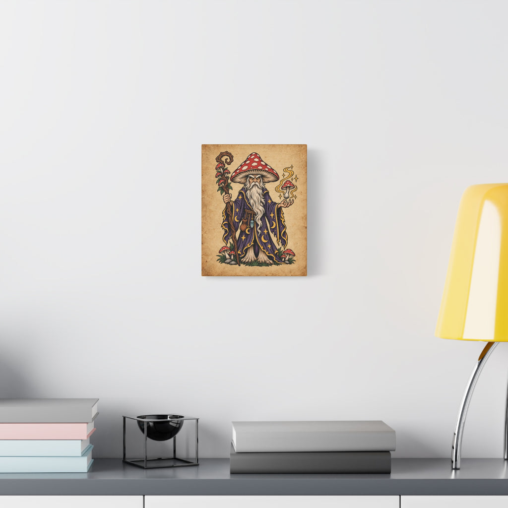 Amanita Mushroom Wizard Tattoo Flash Canvas Wall Art
