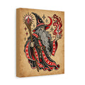 Fire Wizard Tattoo Flash Canvas Wall Art
