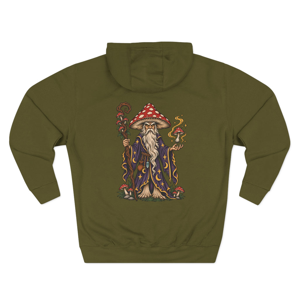 Amanita Mushroom Wizard Tattoo Flash Pullover Hoodie (Back Design)