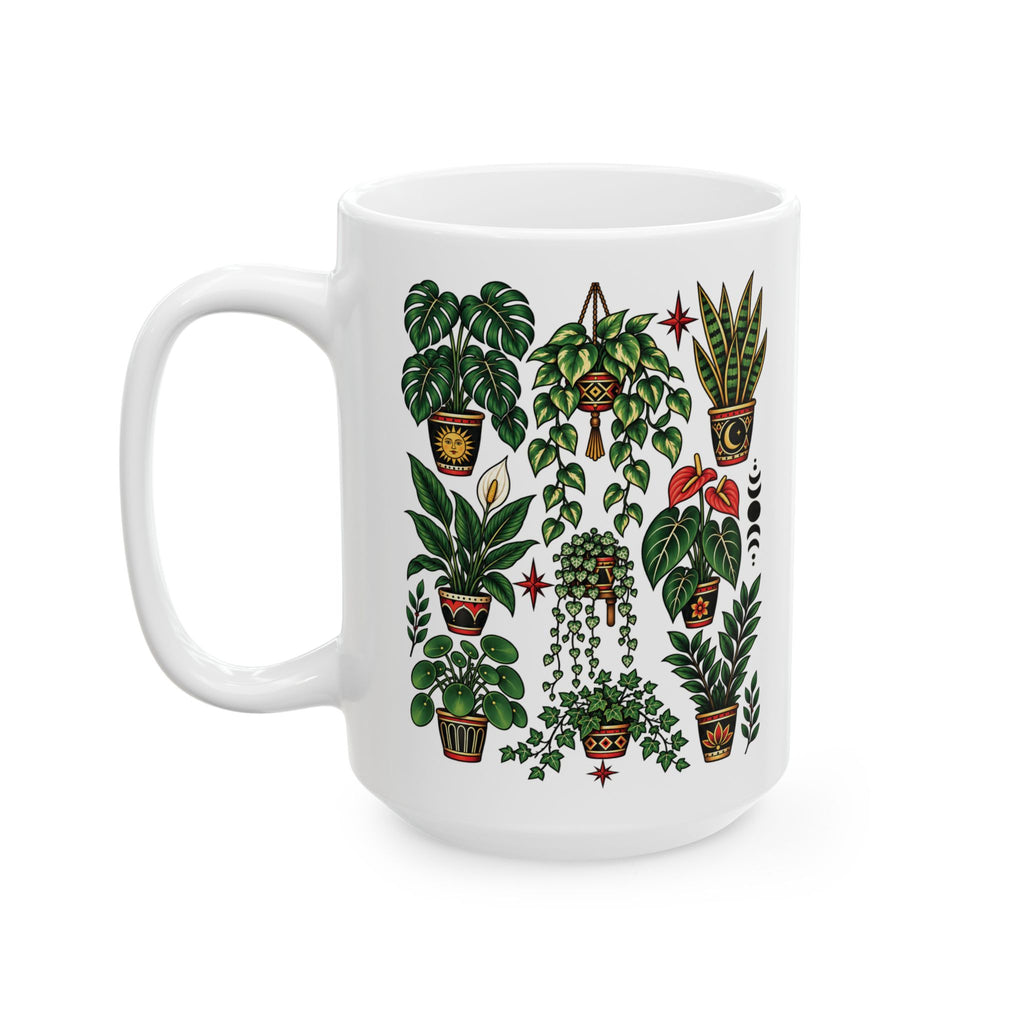 House Plant Tattoo Flash Ceramic Coffee Mug (11oz, 15oz)