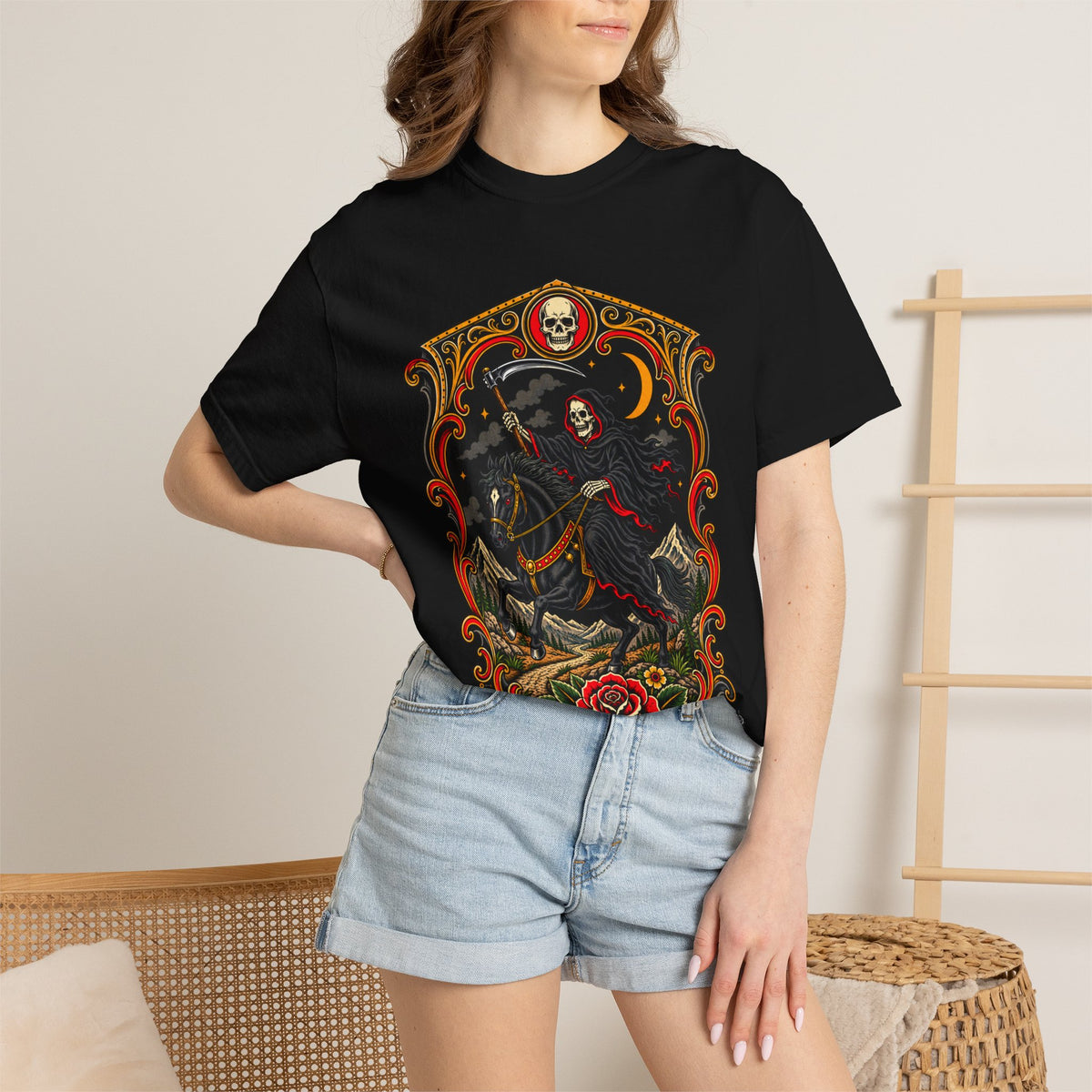 Grim Reaper Horseman Tattoo Flash T-Shirt