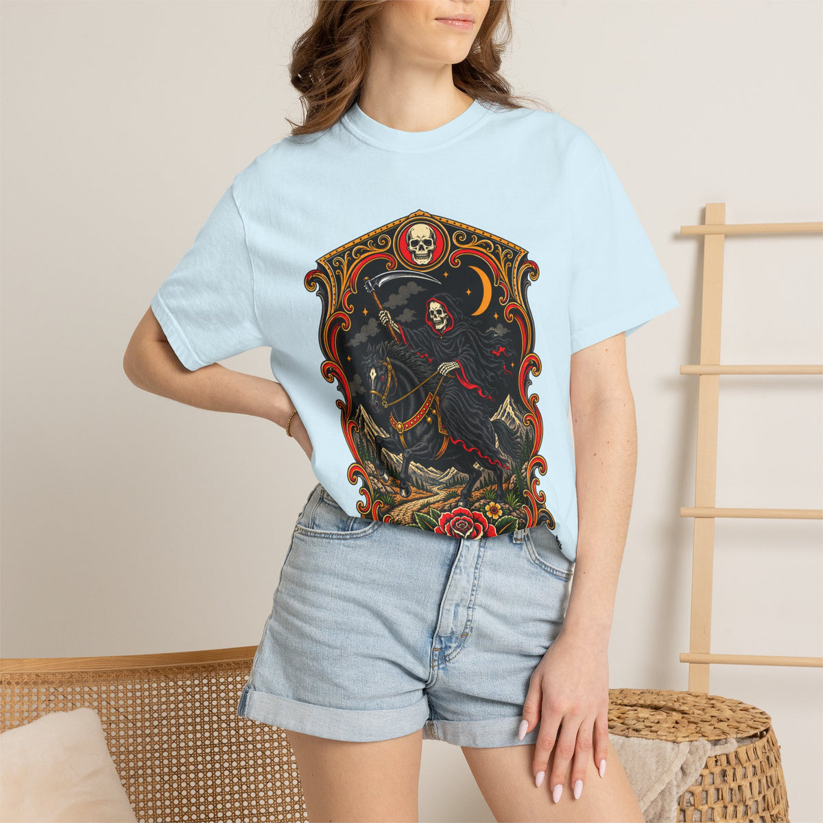 Grim Reaper Horseman Tattoo Flash T-Shirt