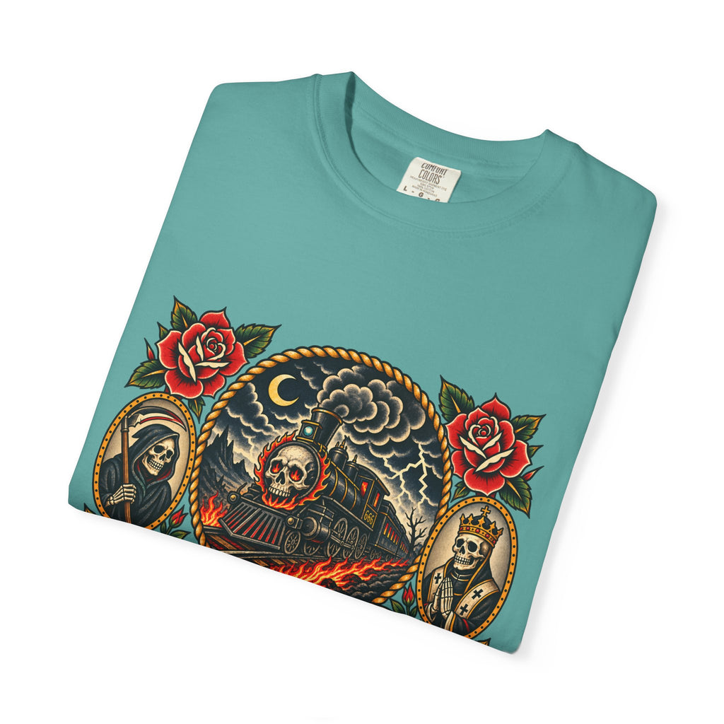 Hellbound Skull Train Tattoo Flash T-Shirt