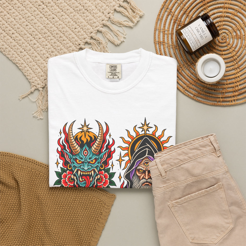 Wizard, Oni and Skull Tattoo Flash T-Shirt