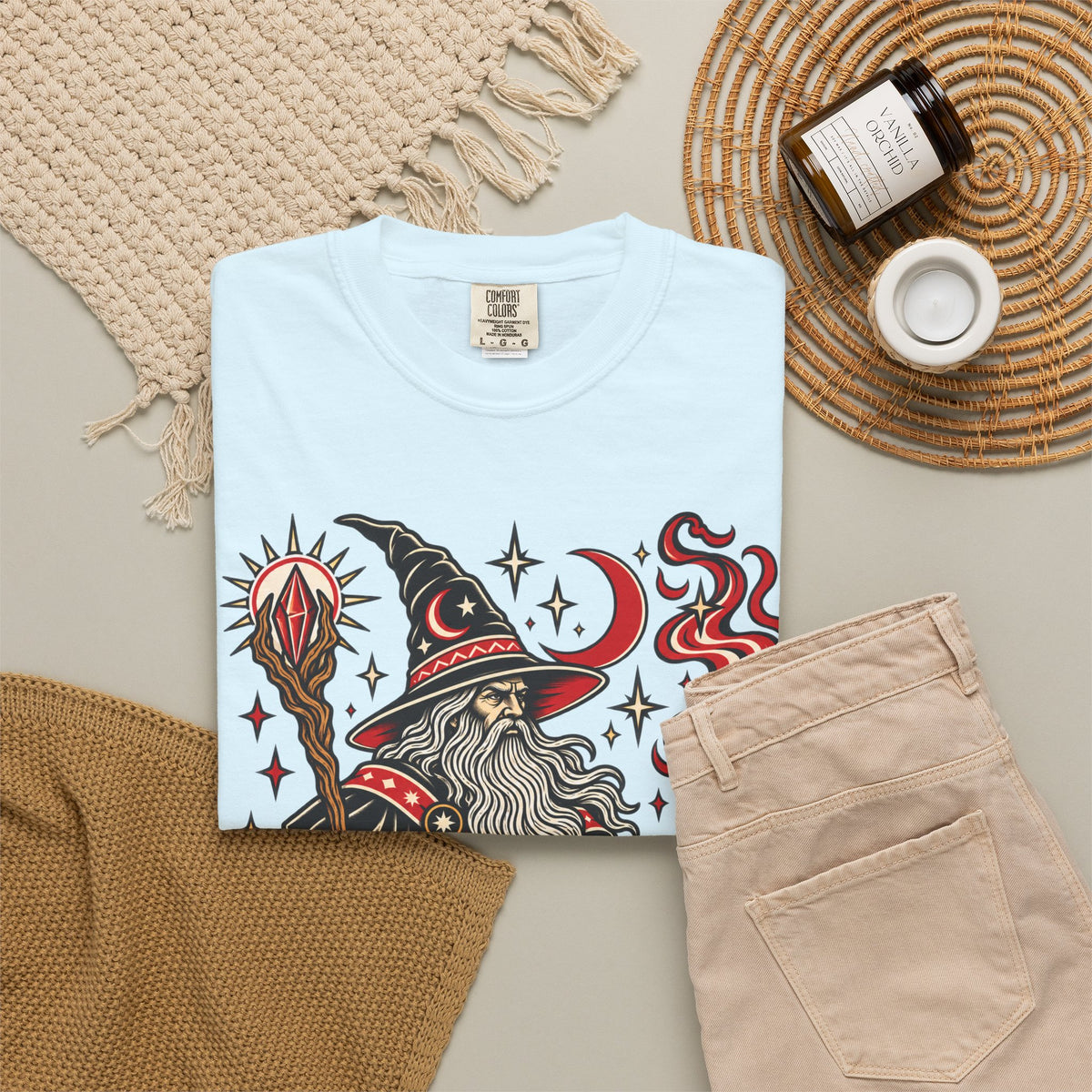 Fire Wizard Tattoo Flash T Shirt