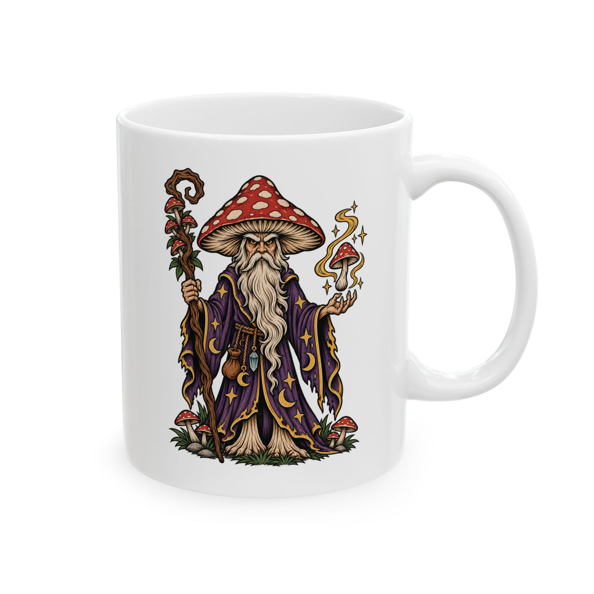 Amanita Mushroom Wizard Tattoo Flash Coffee Mug (11oz & 15oz)