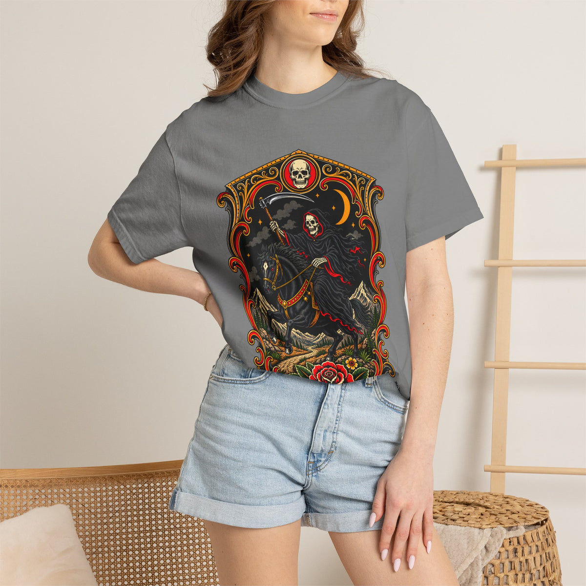 Grim Reaper Horseman Tattoo Flash T-Shirt