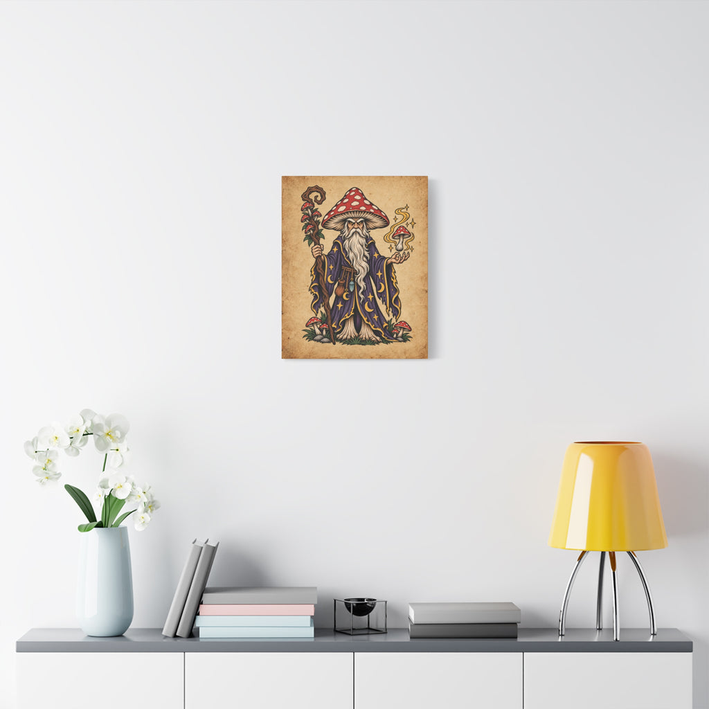 Amanita Mushroom Wizard Tattoo Flash Canvas Wall Art