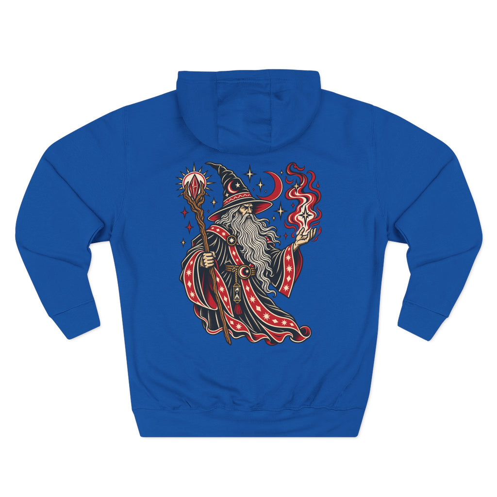 Fire Wizard Tattoo Flash Pullover Hoodie (Back Design)
