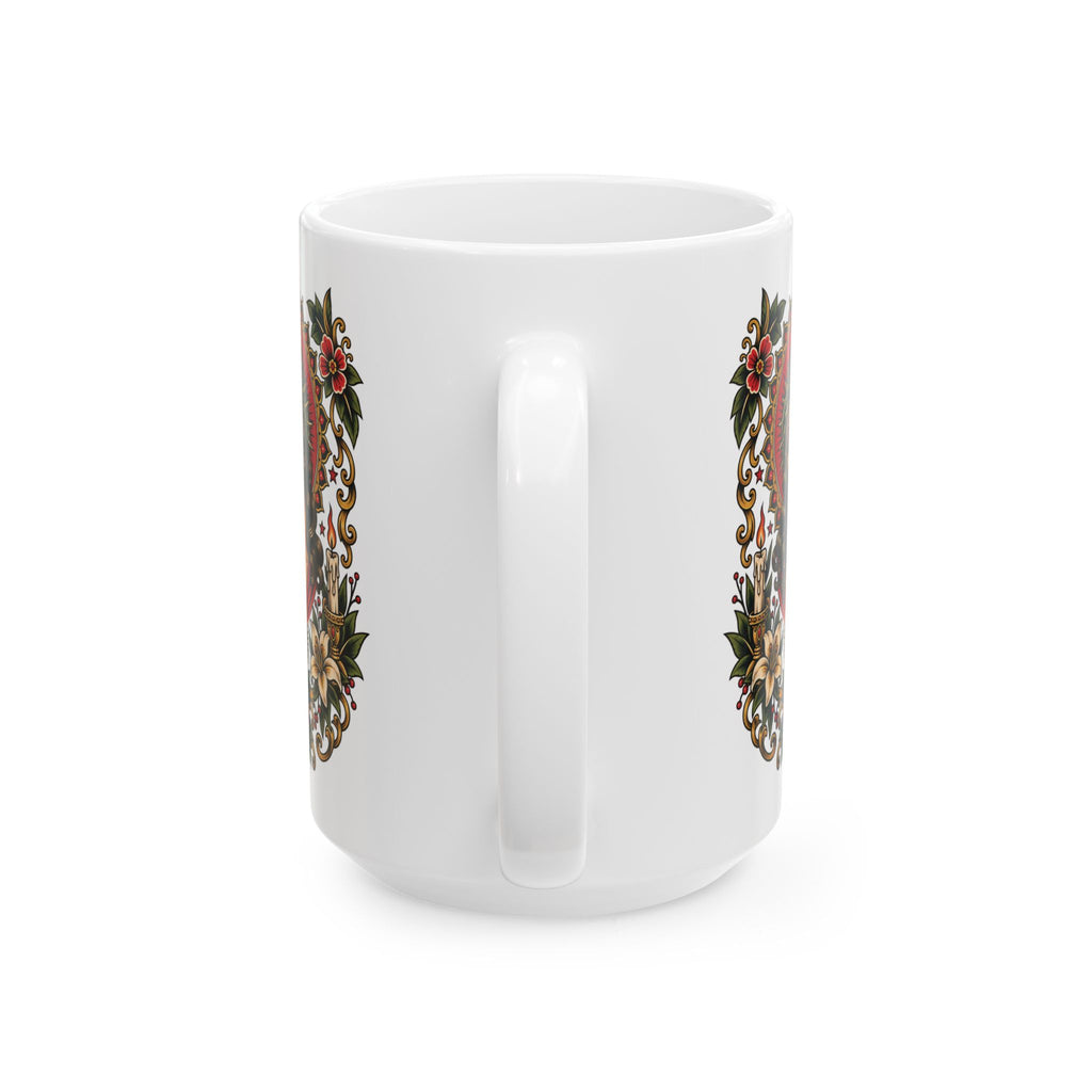 Jesus Christ Sacred Heart Tattoo Flash Ceramic Coffee Mug (11oz, 15oz)