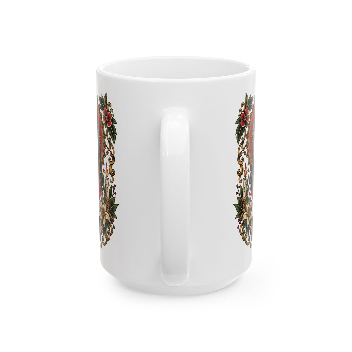 Jesus Christ Sacred Heart Tattoo Flash Ceramic Coffee Mug (11oz, 15oz)