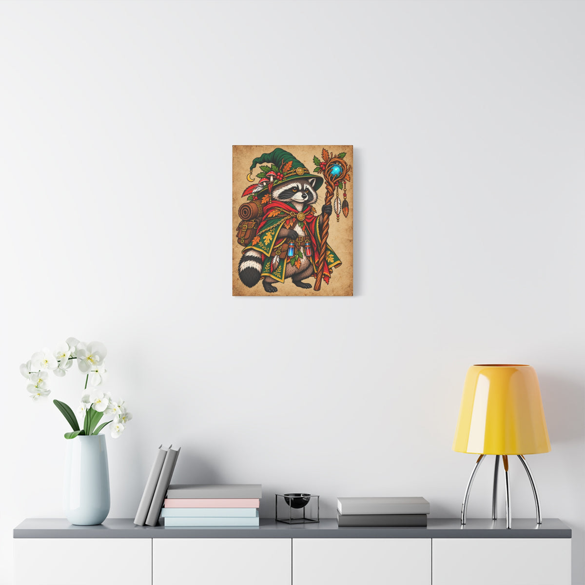 Raccoon Wizard Tattoo Flash Wall Art