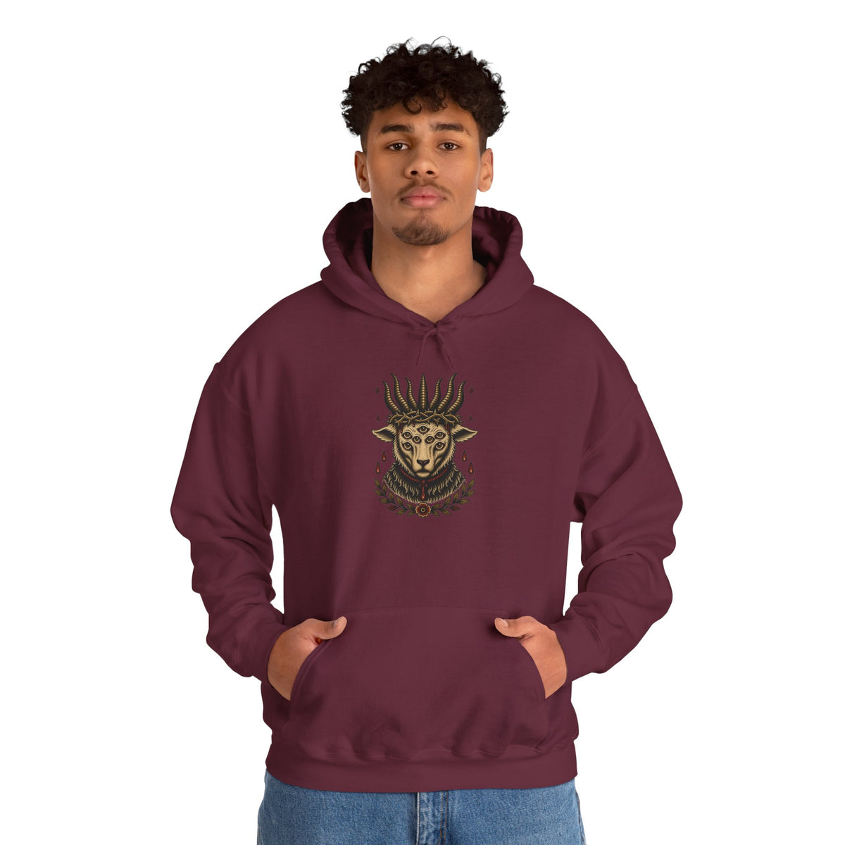 Sacrificial Lamb Hoodie with Revelation 5:6 Scripture Back Print