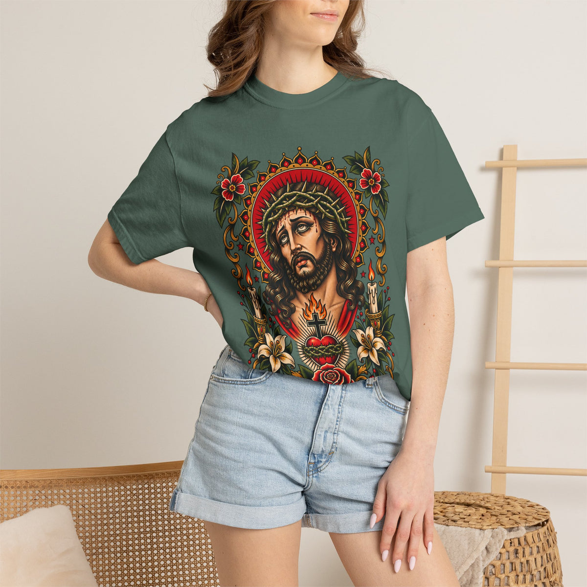 Jesus Sacred Heart Tattoo Flash T-Shirt