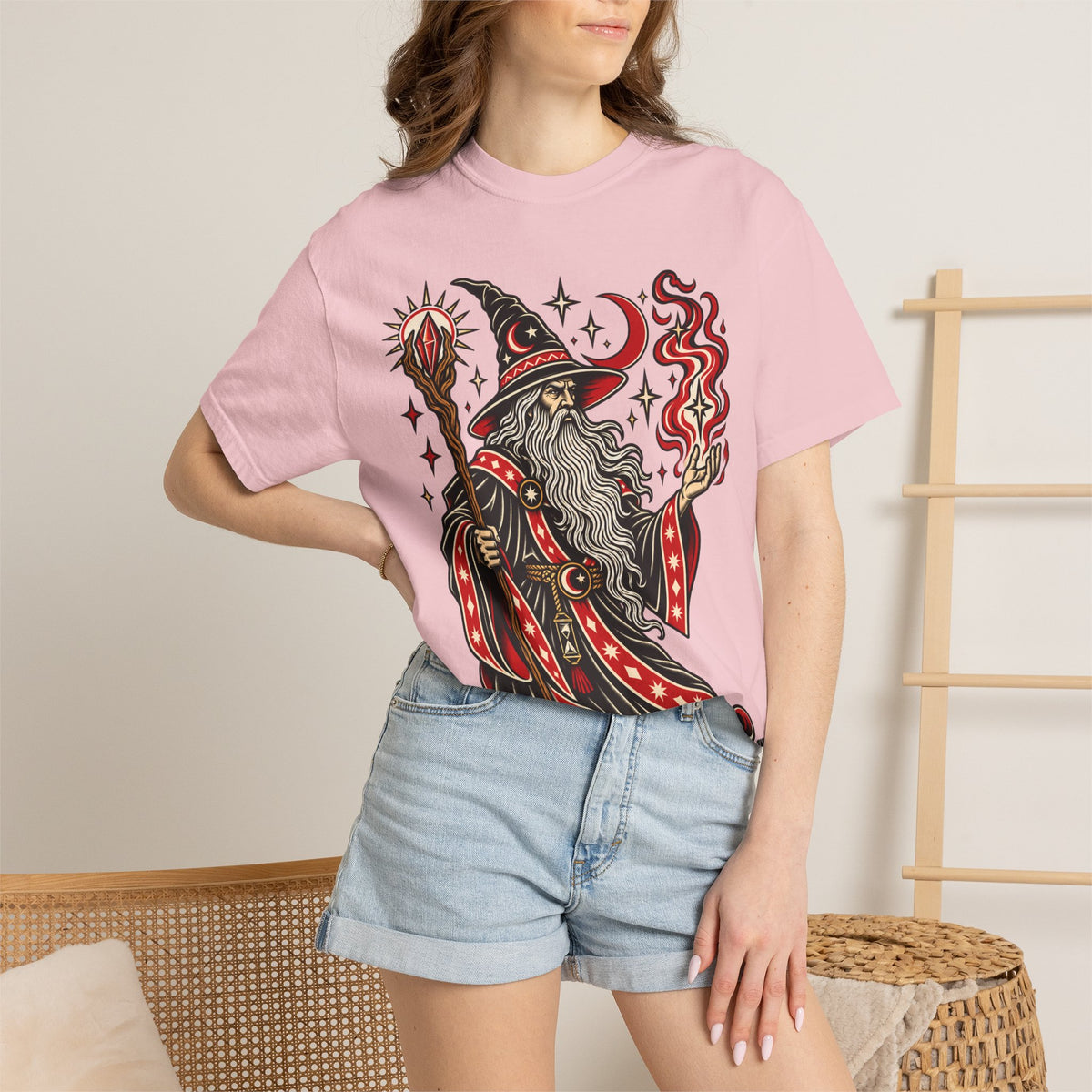 Fire Wizard Tattoo Flash T Shirt