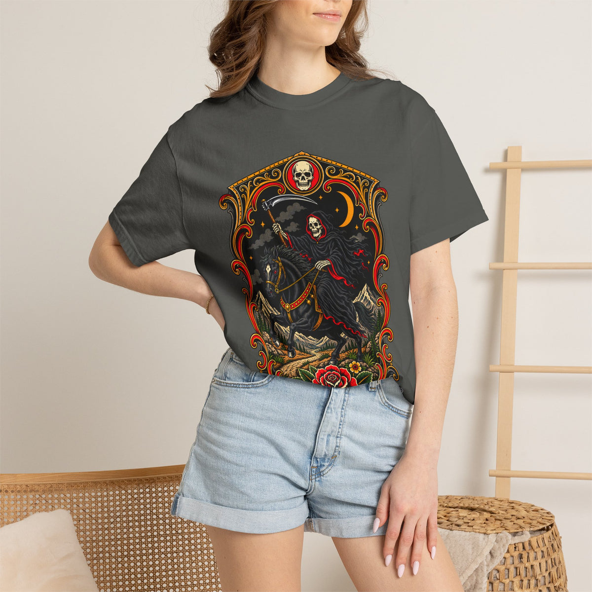 Grim Reaper Horseman Tattoo Flash T-Shirt