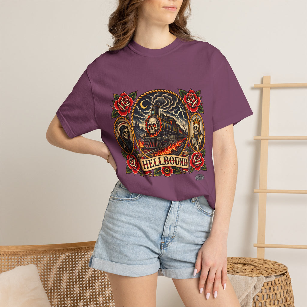 Hellbound Skull Train Tattoo Flash T-Shirt