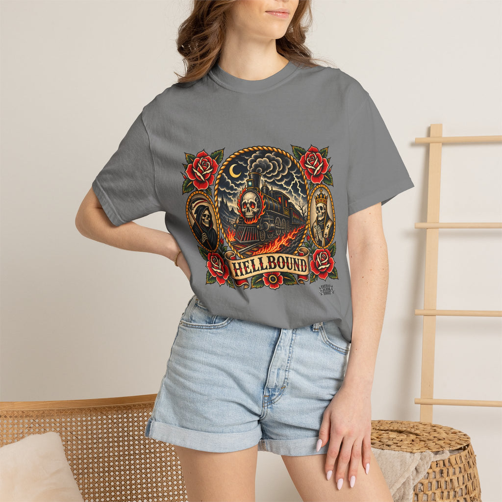 Hellbound Skull Train Tattoo Flash T-Shirt