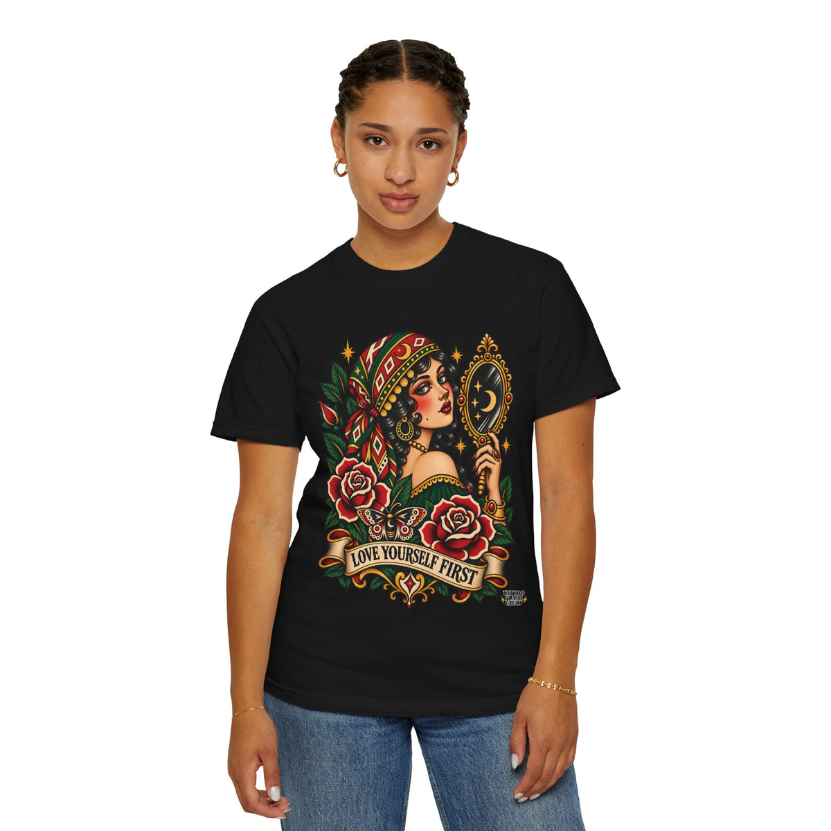 Love Yourself First Gypsy Woman Tattoo Flash Sheet T-Shirt