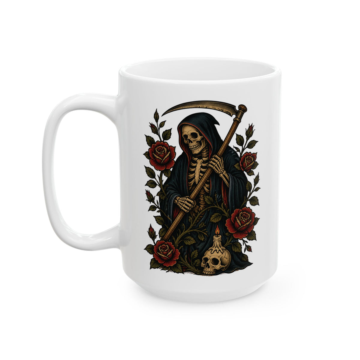 Grim Reaper Tattoo Flash Ceramic Coffee Cup