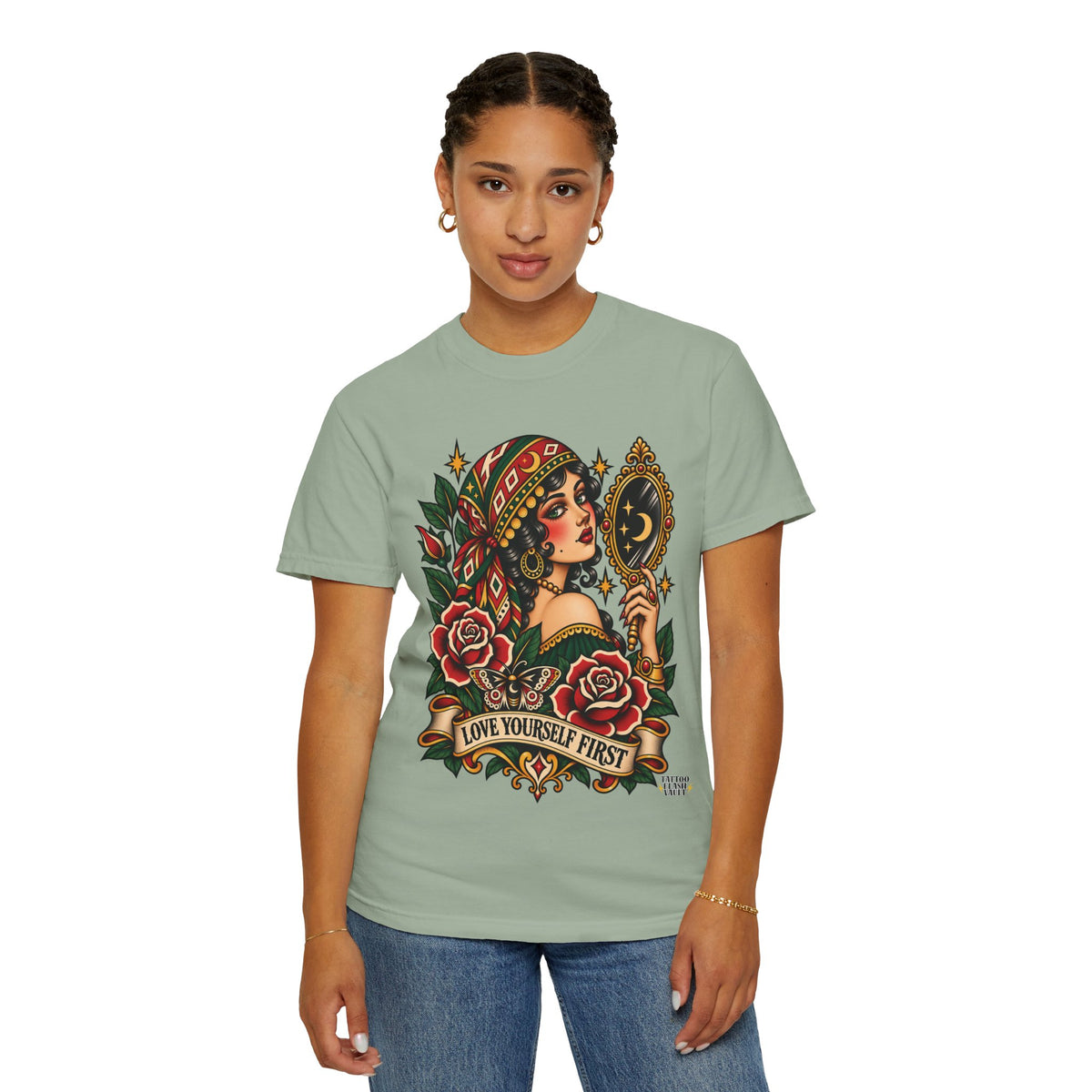 Love Yourself First Gypsy Woman Tattoo Flash Sheet T-Shirt