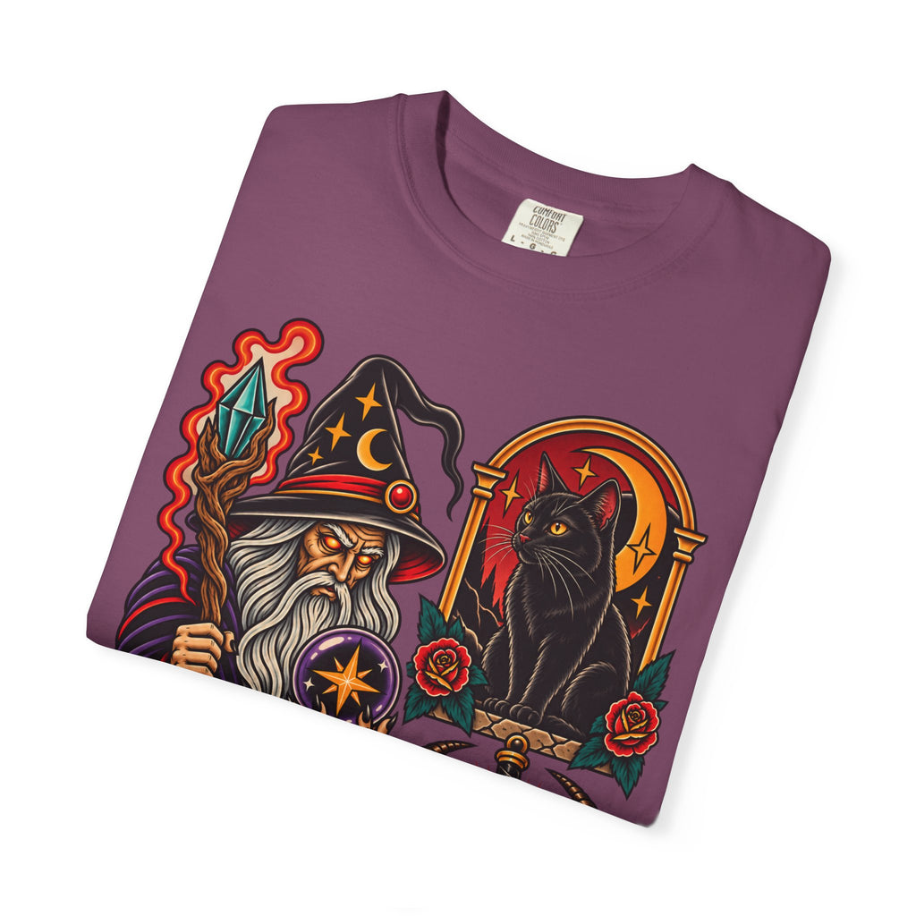 Wizard & Black Cat Tattoo Flash T-Shirt