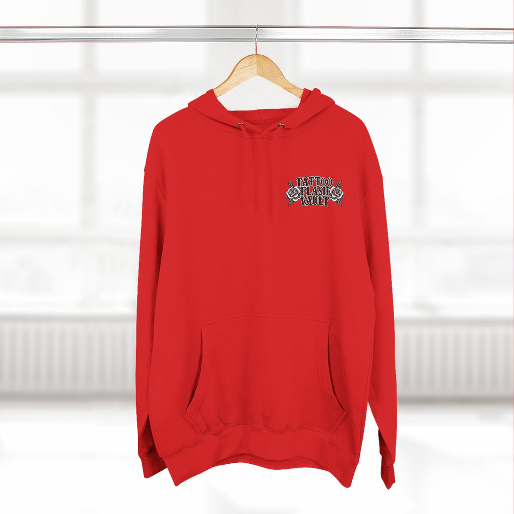 Floral Surrealism Tattoo Flash Pullover Hoodie (Back Design)