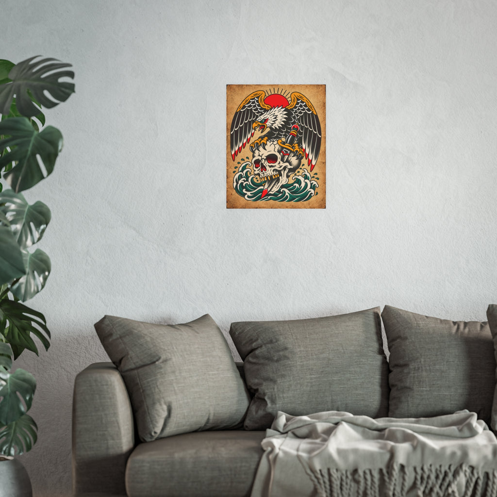 American Traditional Eagle & Skull Tattoo Flash Art Print (8x10 & 16x20)