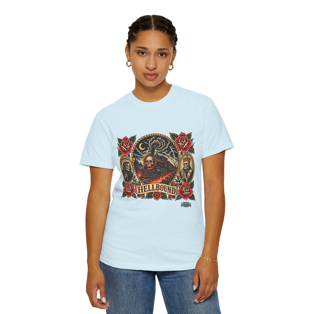 Hellbound Skull Train Tattoo Flash T-Shirt