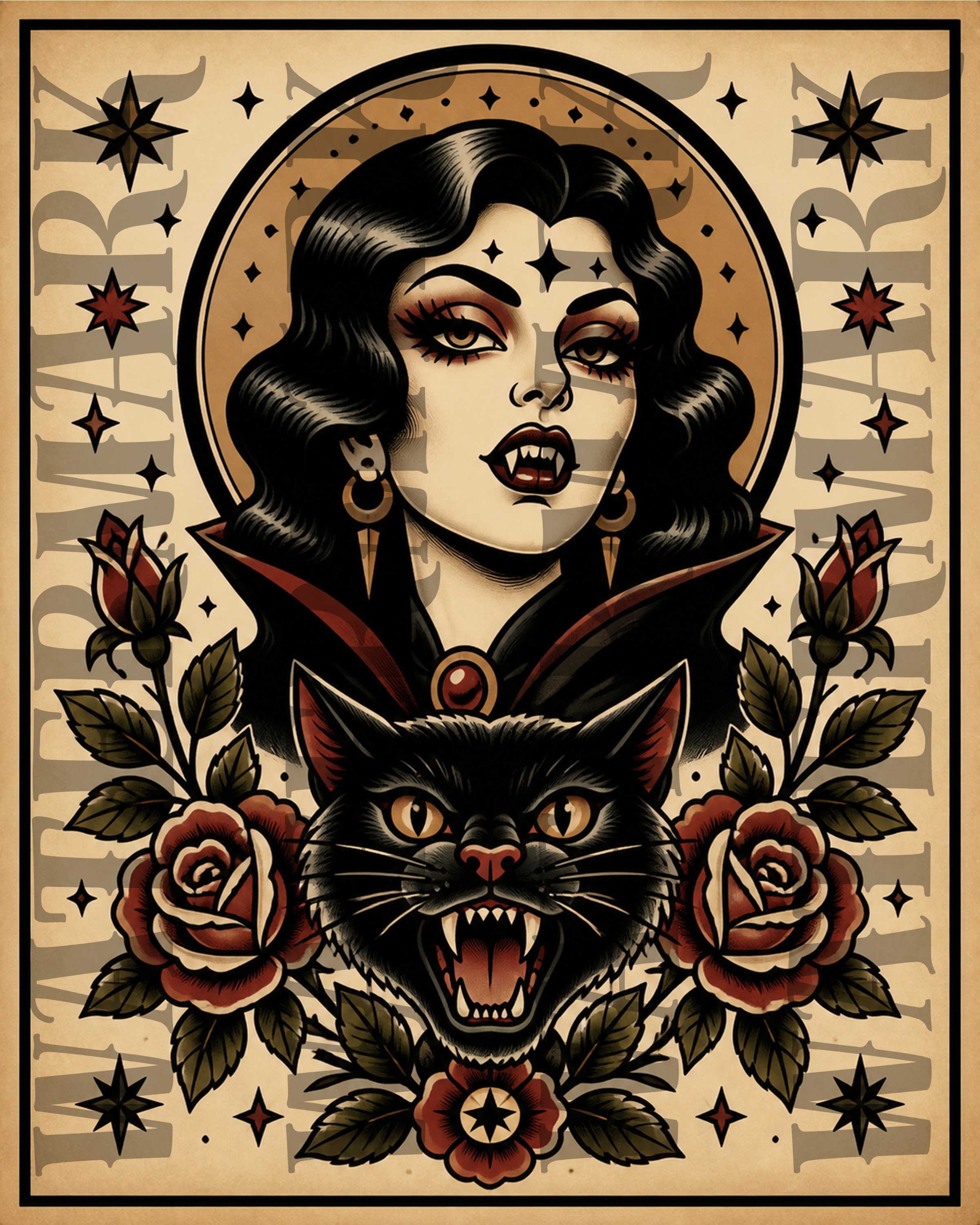 Vampire Woman Digital Print